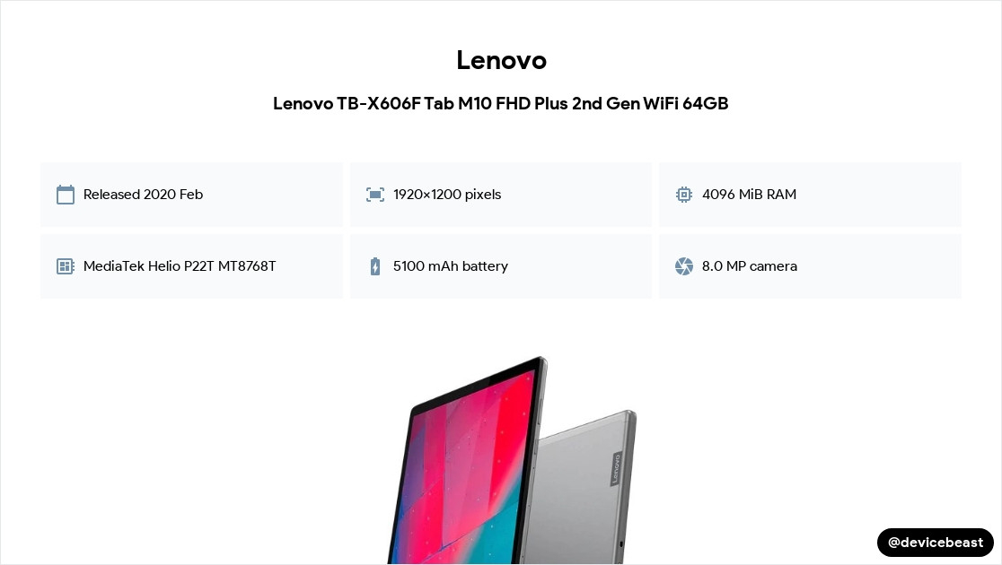 Lenovo TB-X606F Tab M10 FHD Plus 2nd Gen WiFi 64GB Full Device ...