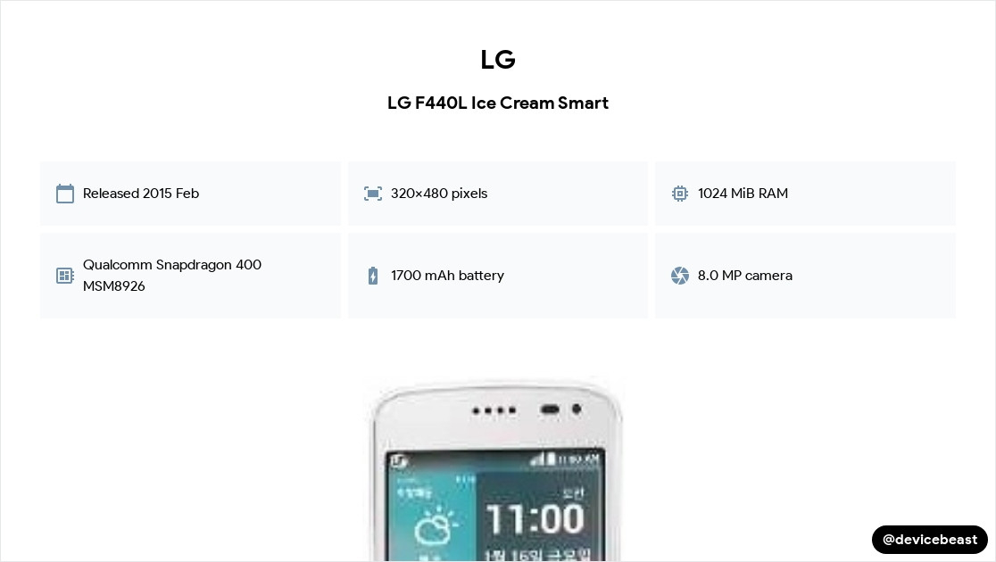 LG F440L Ice Cream Smart Full Device Specifications