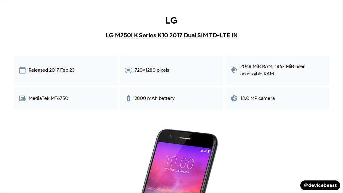 LG M250I K Series K10 2017 Dual SIM TD 