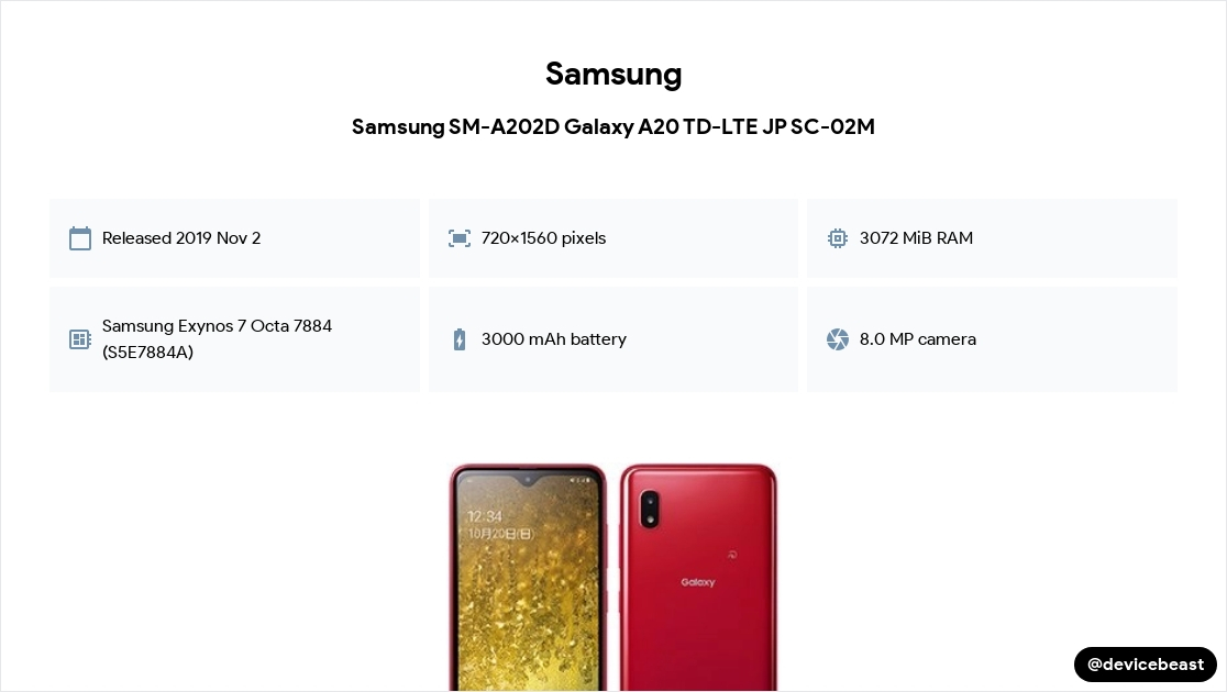 Samsung SM-A202D Galaxy A20 TD-LTE JP SC-02M Full Device ...
