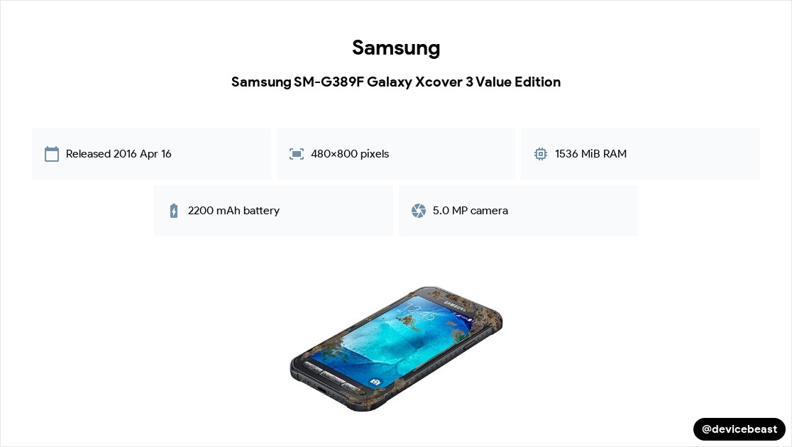Samsung SM-G389F Galaxy Xcover 3 Value Edition Full Device Specifications |  DeviceBeast.com