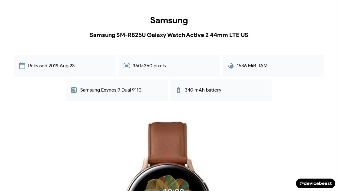 Samsung SM-R825U Galaxy Watch Active 2 