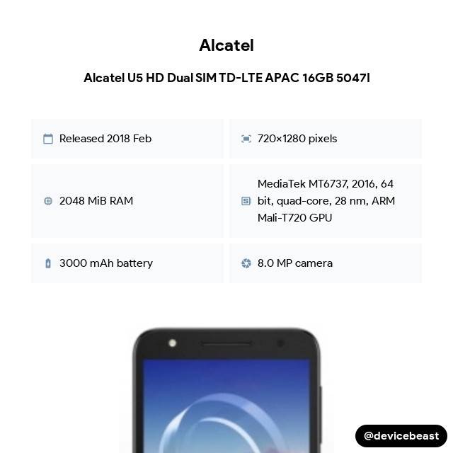 Alcatel U5 HD Dual SIM TD-LTE APAC 16GB 5047I cover