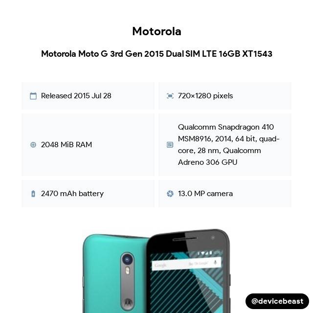 Motorola Moto G 3rd Gen 2015 Dual SIM LTE 16GB XT1543 cover