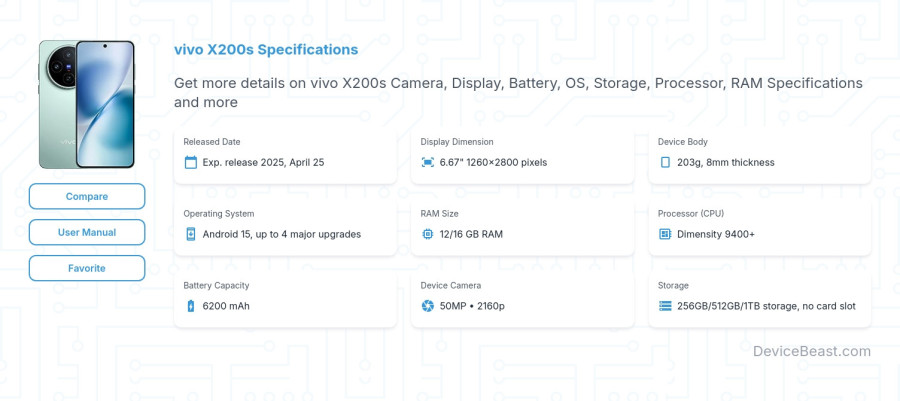vivo X200s specifications overview cover
