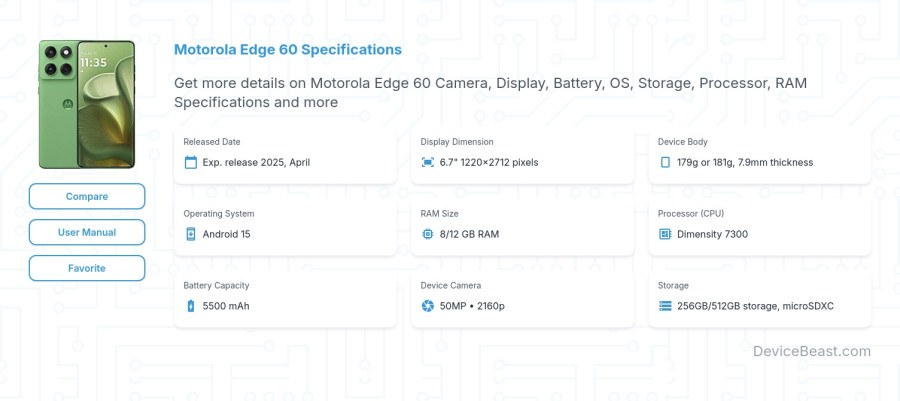 Motorola Edge 60 specifications overview cover