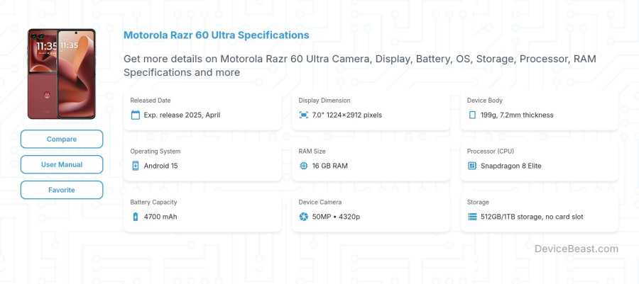 Motorola Razr 60 Ultra specifications overview cover