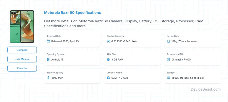 Motorola Razr 60 specifications overview cover