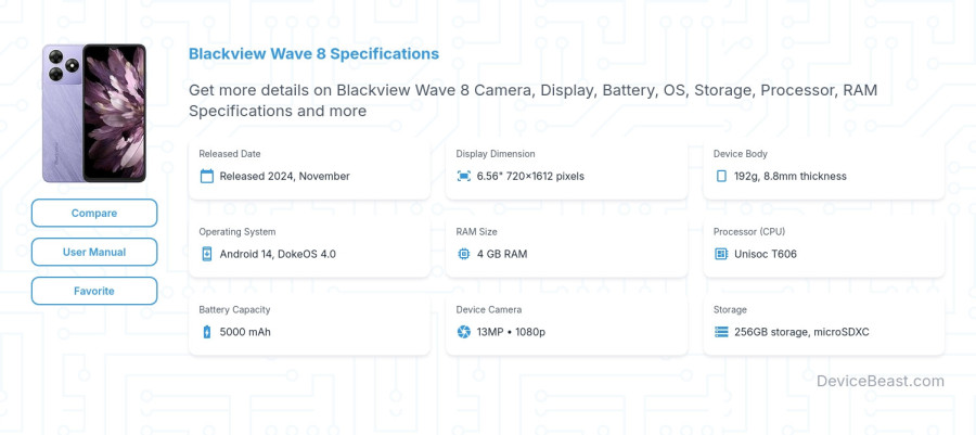 Blackview Wave 8 specifications overview cover