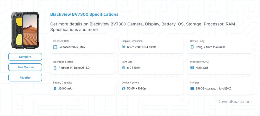 Blackview BV7300 specifications overview cover