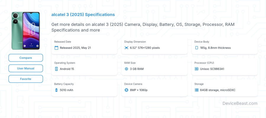 alcatel 3 (2025) specifications overview cover