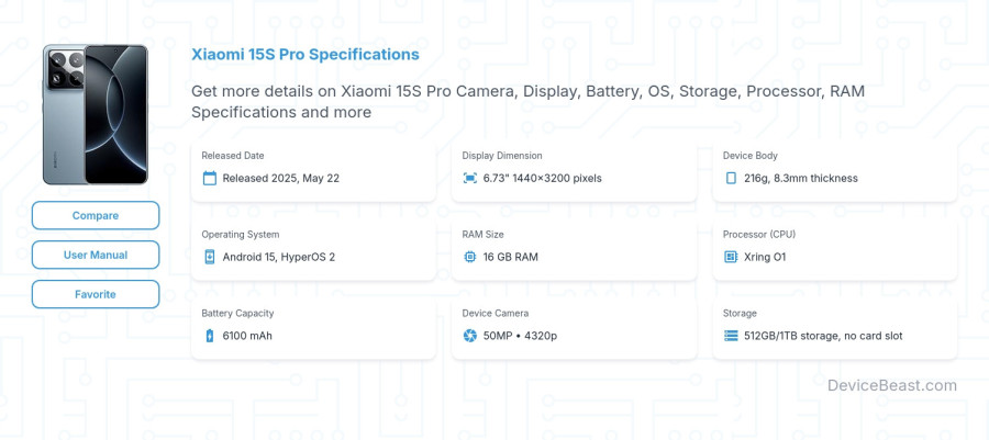 Xiaomi 15S Pro specifications overview cover