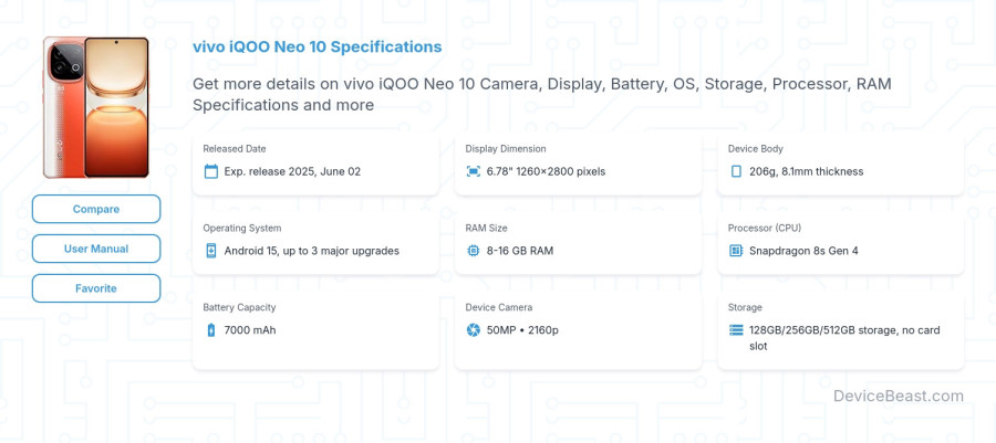 vivo iQOO Neo 10 specifications overview cover
