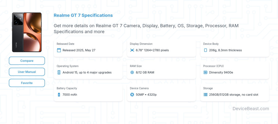 Realme GT 7 specifications overview cover