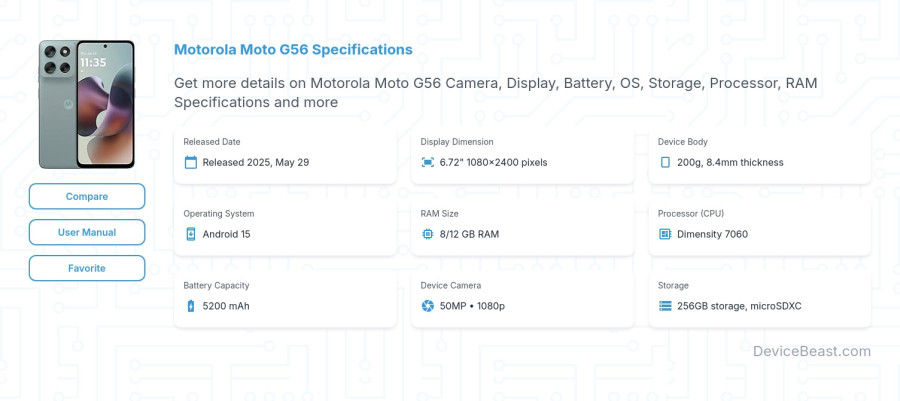 Motorola Moto G56 specifications overview cover