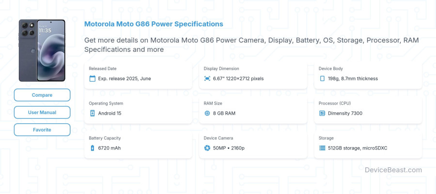 Motorola Moto G86 Power specifications overview cover