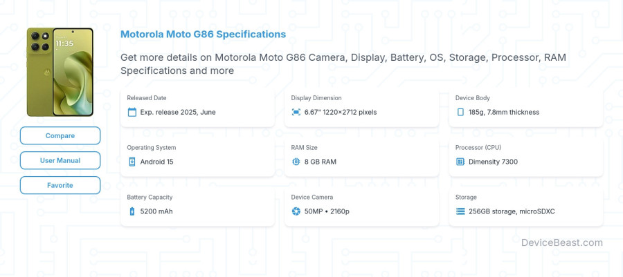 Motorola Moto G86 specifications overview cover