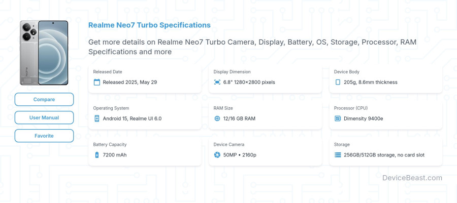 Realme Neo7 Turbo specifications overview cover
