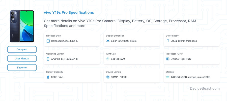 vivo Y19s Pro specifications overview cover