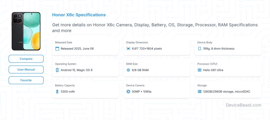 Honor X6c specifications overview cover