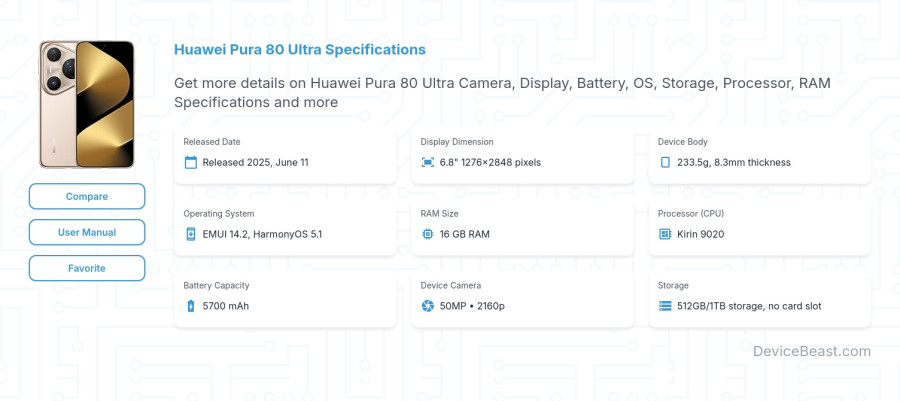 Huawei Pura 80 Ultra specifications overview cover