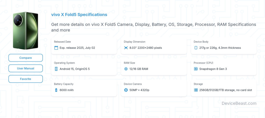 vivo X Fold5 specifications overview cover