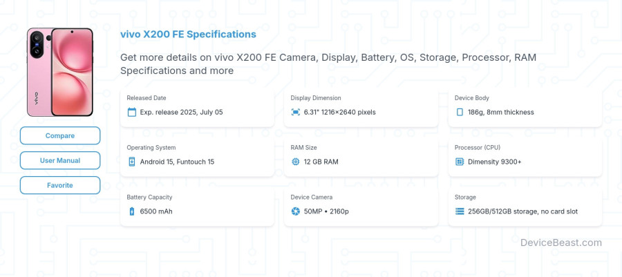 vivo X200 FE specifications overview cover