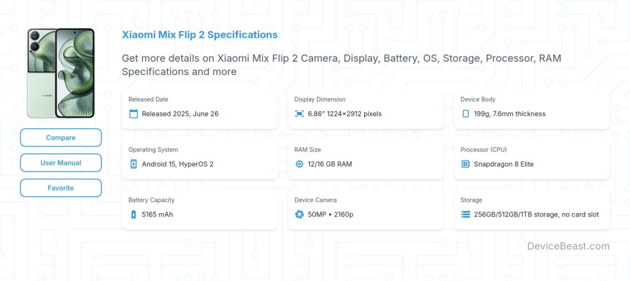 Xiaomi Mix Flip 2 specifications overview cover