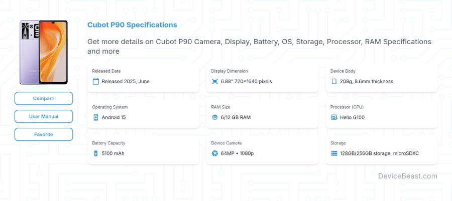 Cubot P90 specifications overview cover