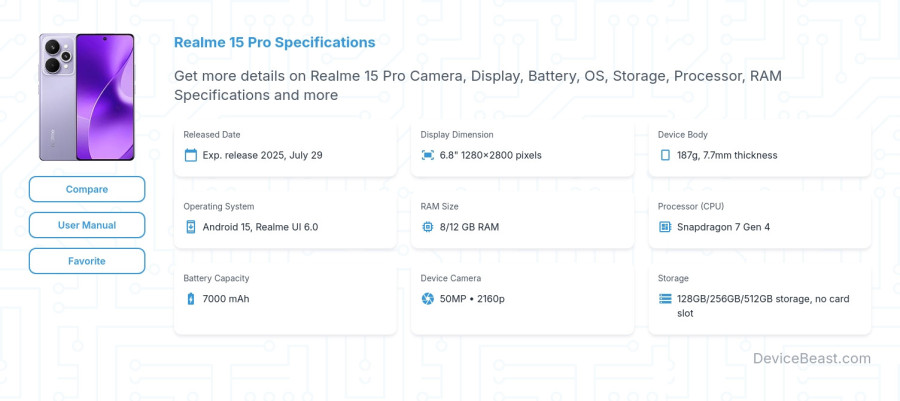 Realme 15 Pro specifications overview cover