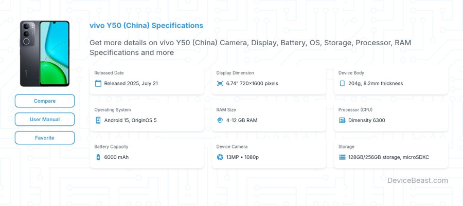 vivo Y50 (China) specifications overview cover