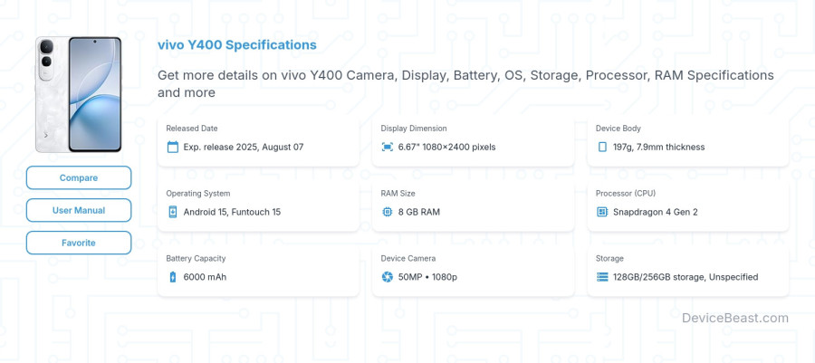 vivo Y400 specifications overview cover