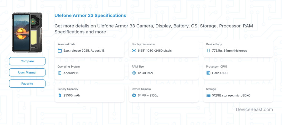 Ulefone Armor 33 specifications overview cover