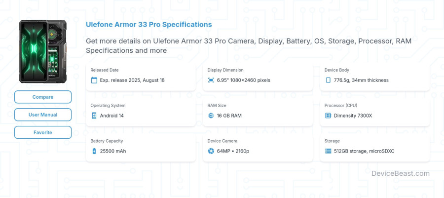 Ulefone Armor 33 Pro specifications overview cover