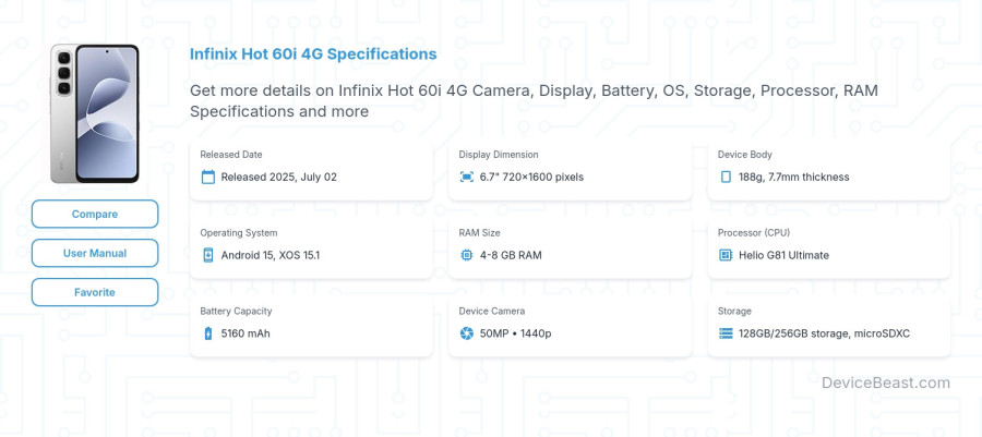 Infinix Hot 60i 4G specifications overview cover