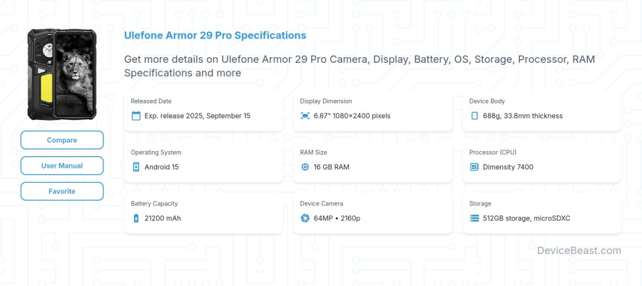 Ulefone Armor 29 Pro specifications overview cover