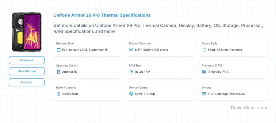 Ulefone Armor 29 Pro Thermal specifications overview cover