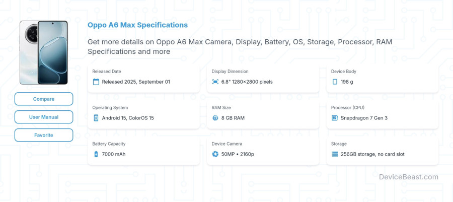 Oppo A6 Max specifications overview cover