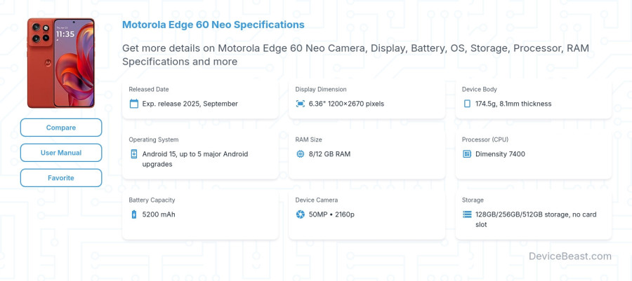 Motorola Edge 60 Neo specifications overview cover