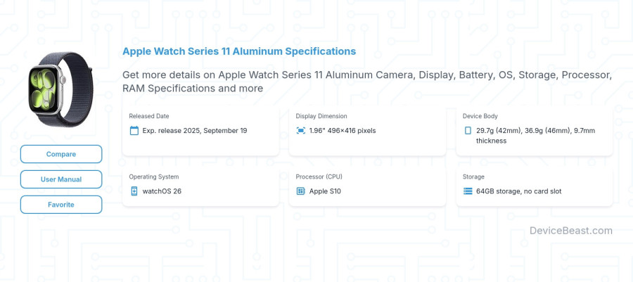 Apple Watch Series 11 Aluminum specifications overview cover