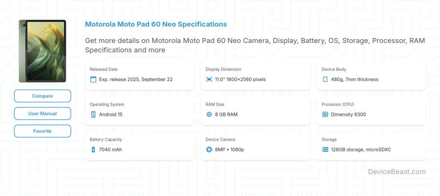 Motorola Moto Pad 60 Neo specifications overview cover