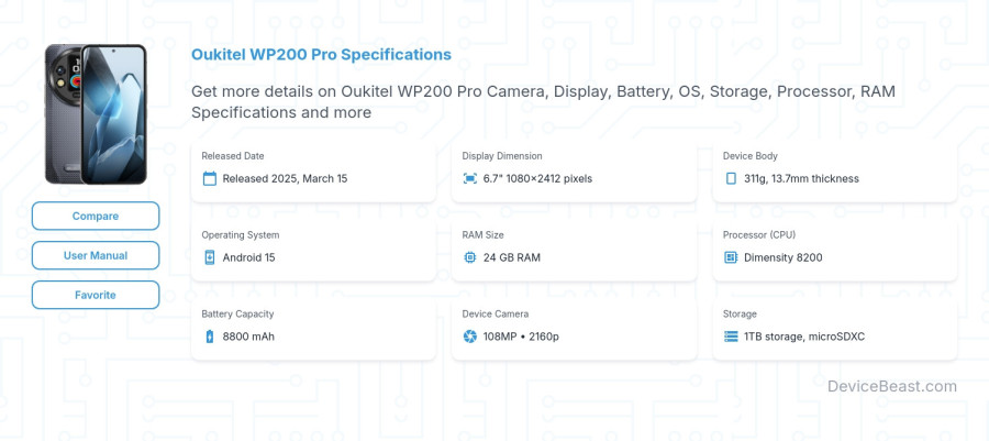 Oukitel WP200 Pro specifications overview cover