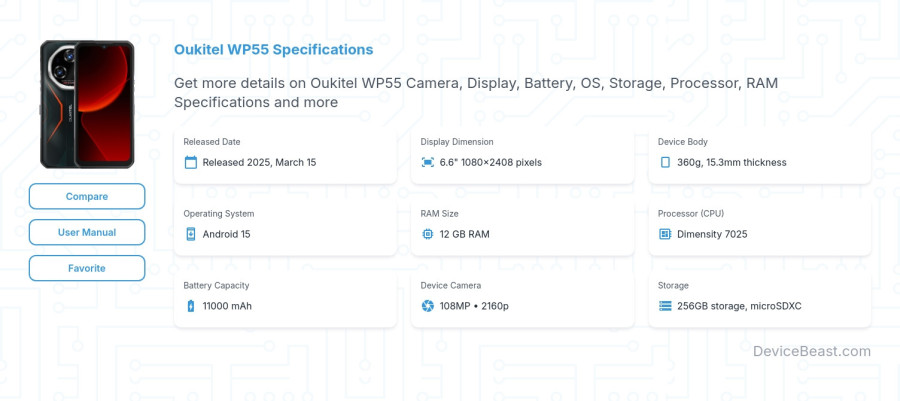 Oukitel WP55 specifications overview cover