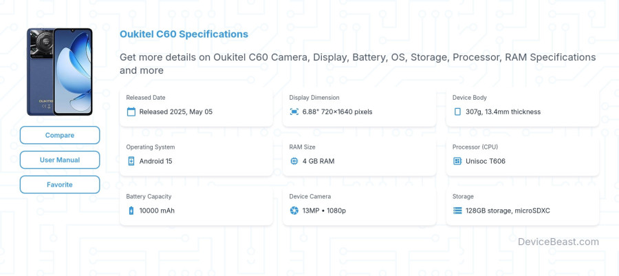 Oukitel C60 specifications overview cover