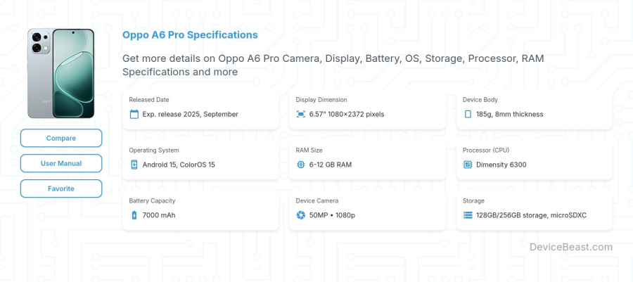 Oppo A6 Pro specifications overview cover