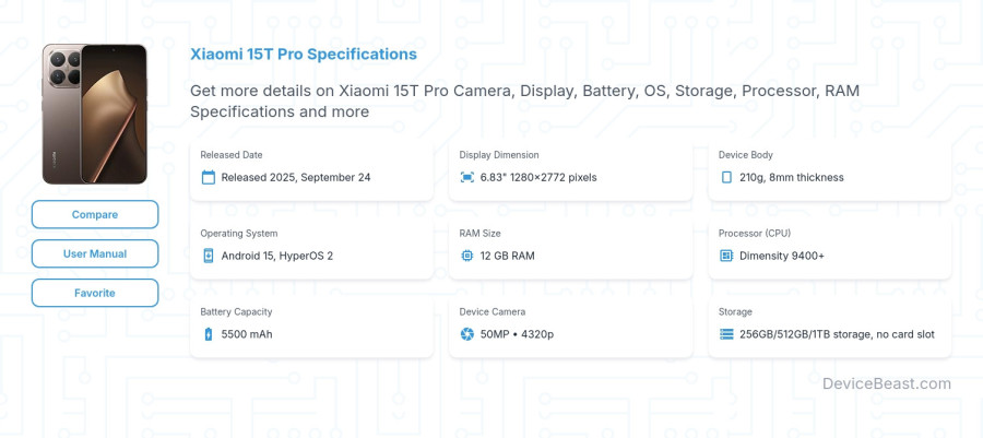 Xiaomi 15T Pro specifications overview cover