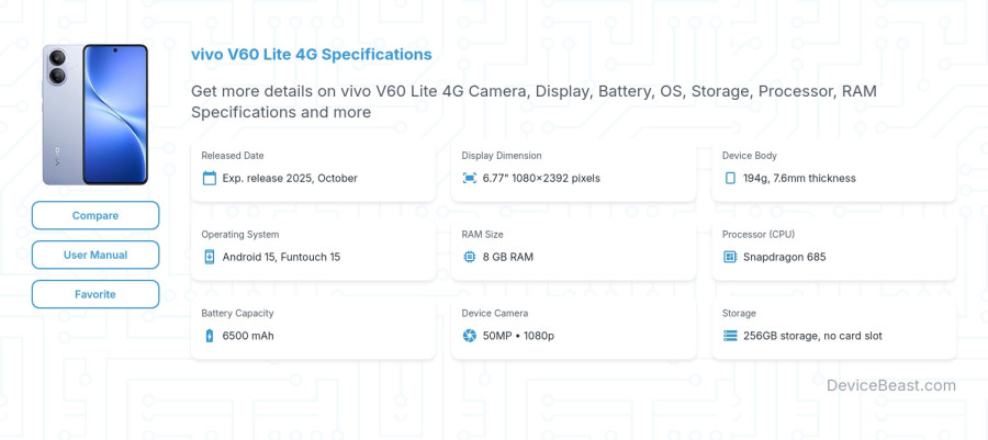 vivo V60 Lite 4G specifications overview cover