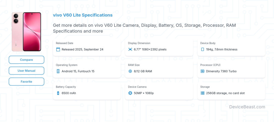 vivo V60 Lite specifications overview cover