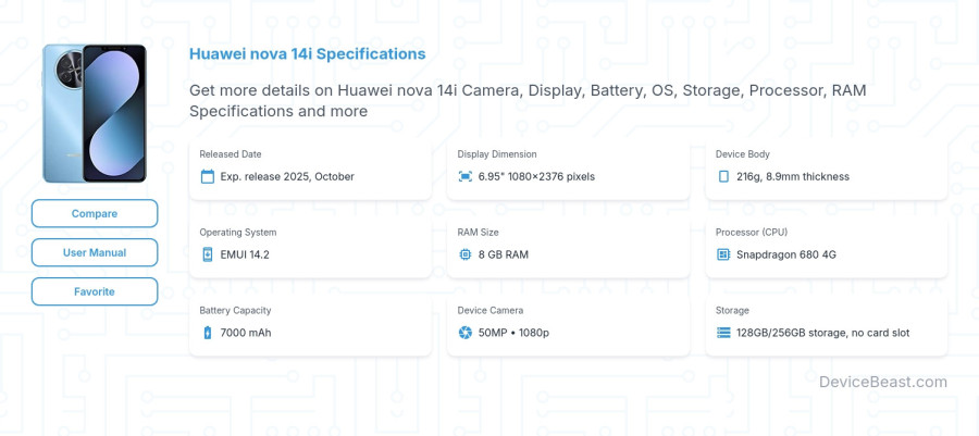 Huawei nova 14i specifications overview cover
