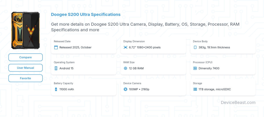 Doogee S200 Ultra specifications overview cover